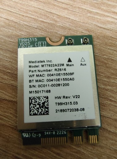 Zdjęcie oferty: Karta Wifi 6e / Mediatek MT7922A22M / JAK NOWA