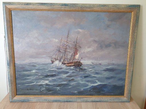 Zdjęcie oferty: E. DZIERZENCKI - Okręt na morzu (po renowacji)