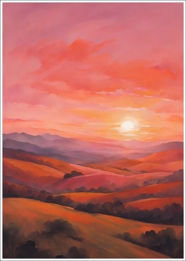 Zdjęcie oferty: Plakat Krajobraz zachód słońca do salonu - A3