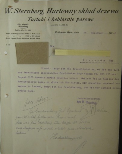 Zdjęcie oferty: Królewska Huta Chorzów W. Sternberg tartak 1928 r