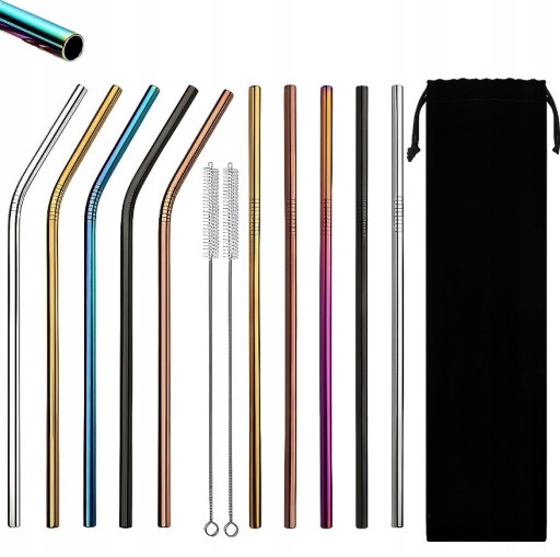 Zdjęcie oferty: METALOWE SŁOMKI EKO RURKI WIELORAZOWE DO NAPOJÓW 10 sztuk W ETUI 2 CZYŚCIKI