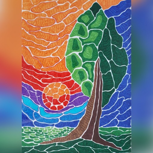 Zdjęcie oferty: Mozaikowe drzewo rysunek w antyramie 30x42 