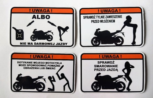 Zdjęcie oferty: Zestaw naklejek ostrzegawczych śmieszne motocykl