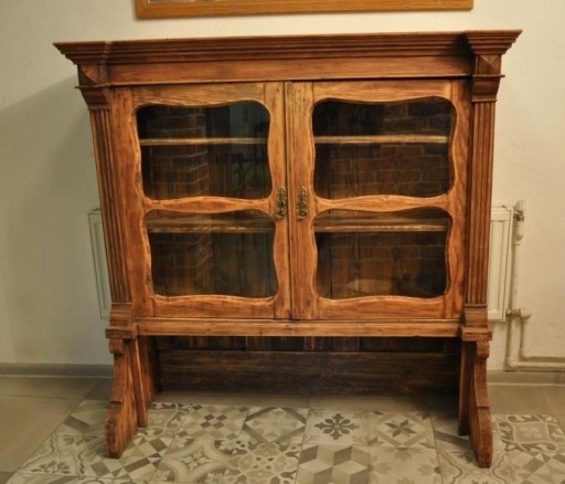 Zdjęcie oferty: Stara zabytkowa drewniana witryna/ góra kredensu, rustykalna.