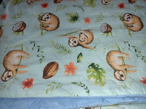 Zdjęcie oferty: Narzuta kapa na łóżko 90x200 leniwce niebieski 
