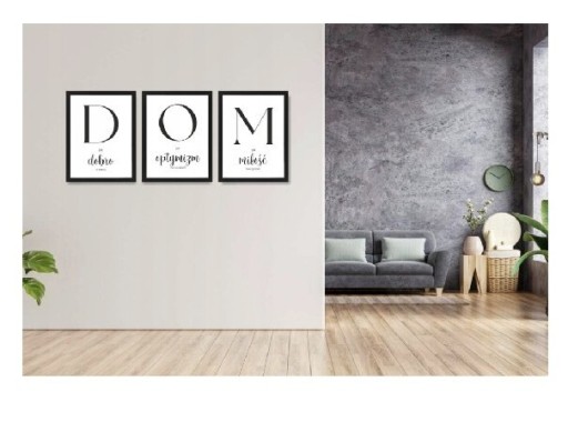 Zdjęcie oferty: Obraz z napisami 3 szt., plakat w ramie A4