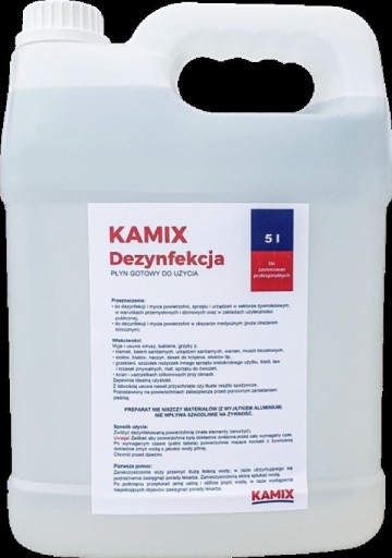 Zdjęcie oferty: Płyn do dezynfekcji powierzchni KAMIX 5L bez 