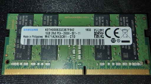 Zdjęcie oferty: SAMSUNG 16GB DDR4 PC4-2666V M471A2K43CB1-CTD 
