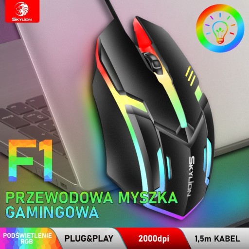 Zdjęcie oferty: SKYLION F1 przewodowa myszka z podświetleniem