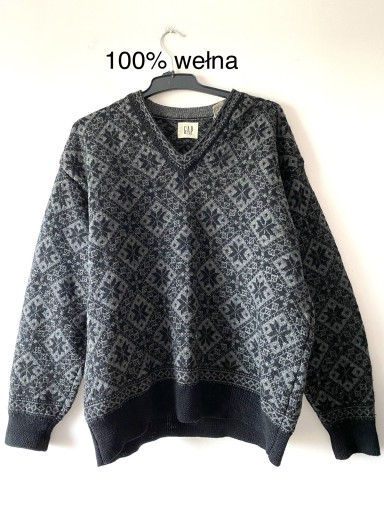 Zdjęcie oferty: Gap wełniany sweter vneck norweskie wzory wool