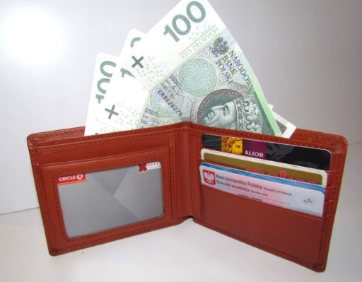 Zdjęcie oferty: Męski Portfel banknotówka na karty Płaski Ceglasty
