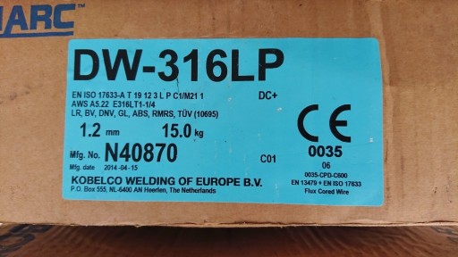 Zdjęcie oferty: Drut Kobelco PREMIARC DW-316LP 1,2 mm 15,0 kg