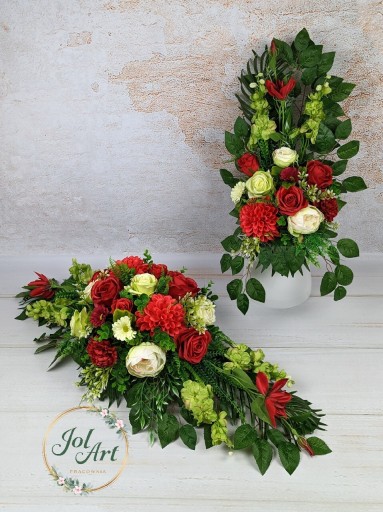 Zdjęcie oferty: Kwiaty cmentarz stroik komplet wiązanka dekoracja