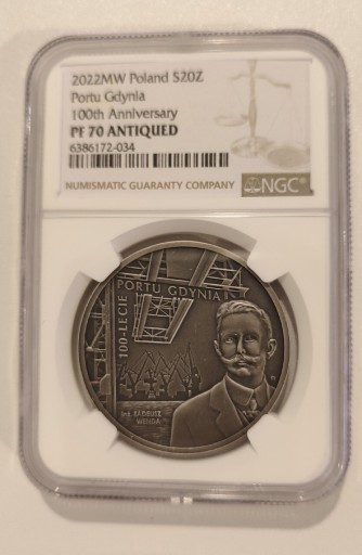 Zdjęcie oferty: 20 ZŁ 100-LECIE PORTU GDYNIA : GRADING  NGC-PF 70