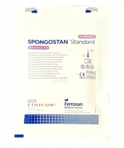 Zdjęcie oferty: Spongostan Standard  7x5x1 cm hemostatyczny 1szt