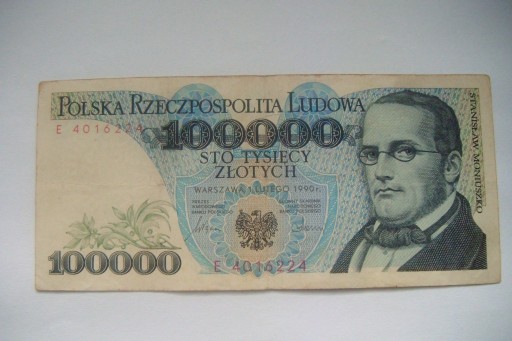 Zdjęcie oferty: Polska Banknot PRL 100000 zł.1990 r. seria E