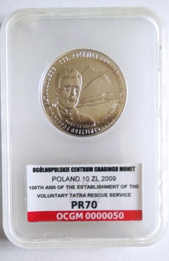 Zdjęcie oferty: Moneta 10zł srebro TOPR Karłowicz PR70 OCGM nr 50