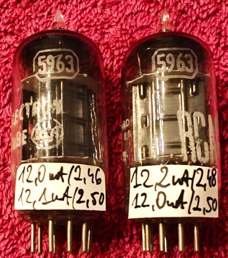 Zdjęcie oferty: 2x 5963 Ecc82 12au7 RCA USA D-Foil Getter CZARNY MAT Gain 112% 1956r