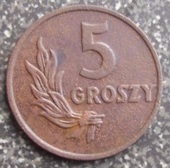 Zdjęcie oferty: 5 groszy brąz 1945