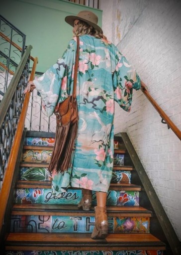 Zdjęcie oferty: Niebieskie kimono w żurawie z wiskozy