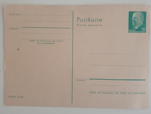 Zdjęcie oferty: Całostka NRD 1966 Walter Ulbrecht Karta pocztowa