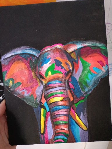 Zdjęcie oferty: Rysunek farbami akrylowymi Słoń