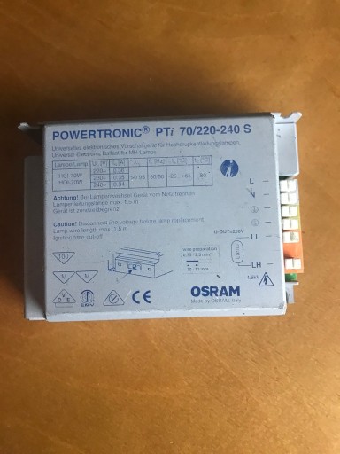 Zdjęcie oferty: Układ zapłonowy Pti 70/220-240 S Powertronic Osram