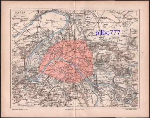 Zdjęcie oferty: PARYŻ stary plan miasta z 1888 roku