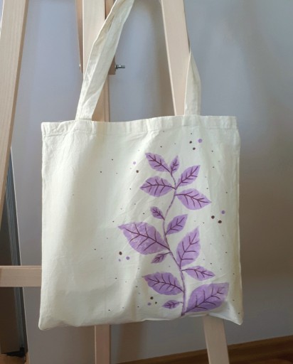 Zdjęcie oferty: Ręcznie malowana bawełniana torba liście