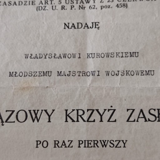 Zdjęcie oferty: Dyplom 2RP Brązowy Krzyż Zasługi Żołnierz Zawodowy