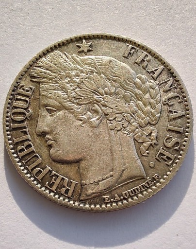 Zdjęcie oferty: FRANCJA 1 Franc 1872 okołoMENNICZA srebro 