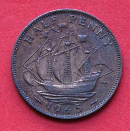 Zdjęcie oferty: Half  Penny 1945 r -  Wielka Brytania  Stan !