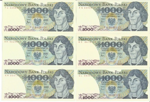 Zdjęcie oferty: 1000 zł 1982 r. różne serie do wyboru UNC