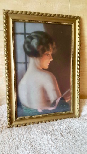 Zdjęcie oferty: Obraz Kobieta przy kominku K. Kalinowski pastela