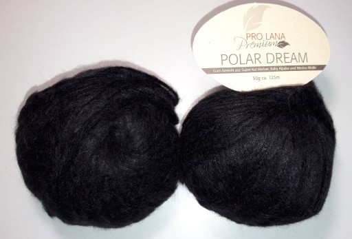 Zdjęcie oferty: czarna włóczka mohair alpaka wełna PRO LANA 2x50g 