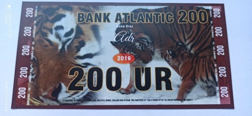Zdjęcie oferty: 200 UR - Seria tygrysy - Atlantic Bank - 2016