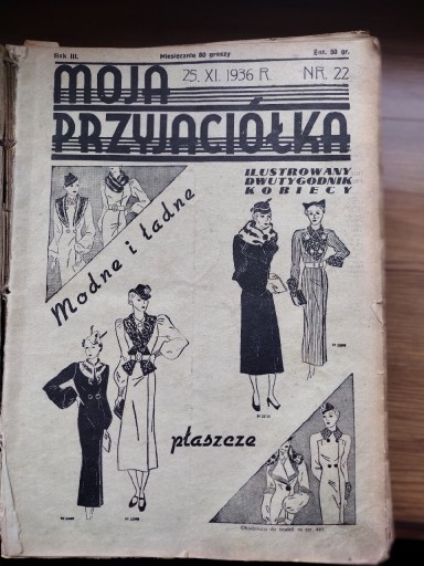 Zdjęcie oferty: Czasopismo Moja Przyjaciółka XI 1936 - XII 1937