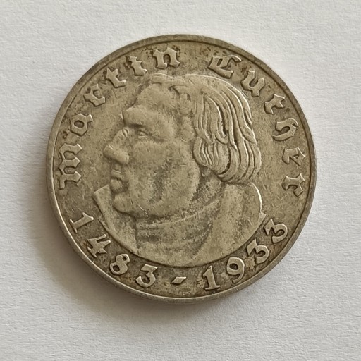 Zdjęcie oferty: Niemcy 2 marki 1933 r. - srebro. LUTHER