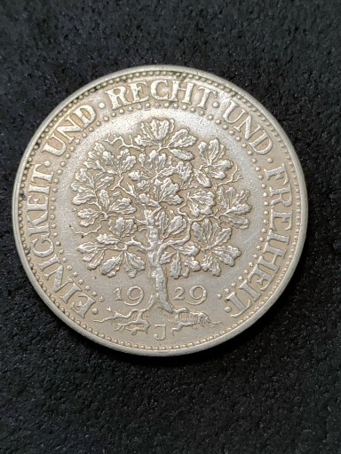 Zdjęcie oferty: Moneta NIEMCY REP. WEIMARSKA, 5 Reichsmark, 1929 J