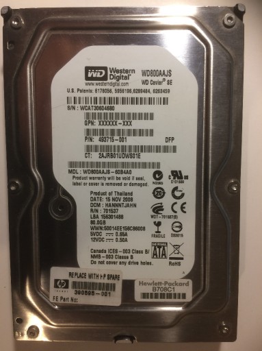 Zdjęcie oferty: Dysk SATA WD Caviar SE WD800AAJS 80GB 3,5 +kabel