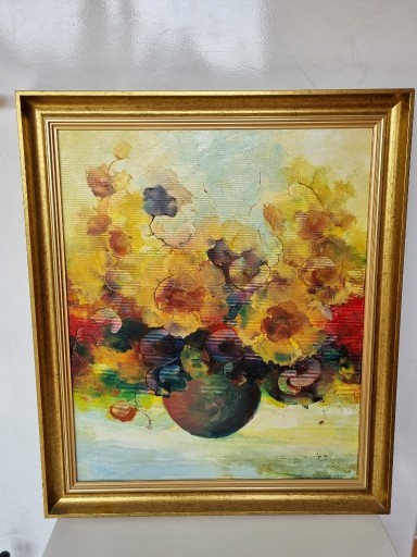 Zdjęcie oferty: Obraz Irena Kuncewicz olej kwiaty w wazonie 60x50