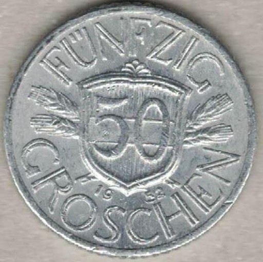 Zdjęcie oferty: Austria 50 groschen groszy 1952  22 mm  nr 1