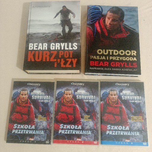 Zdjęcie oferty: Bear Grylls Książki + 3x Dvd Szkoła Przetrwania