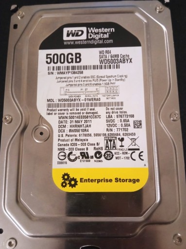 Zdjęcie oferty: Dysk HDD WD Black WD5003ABYX 500GB