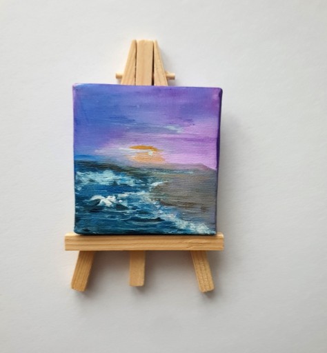 Zdjęcie oferty: Mini obraz ręcznie malowany morze pejzaż 