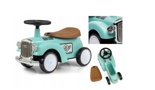 Zdjęcie oferty: Jeździk dla dzieci Retro wyścigowy chodzik pchacz miętowy