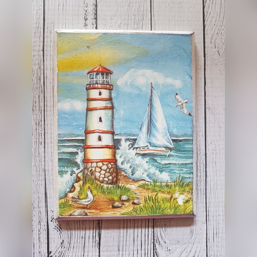 Zdjęcie oferty: obrazek marine latarnia morska decoupage