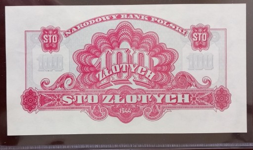 Zdjęcie oferty: 100 zł złotych 1944 - reprint z 1974 r. - stan 1