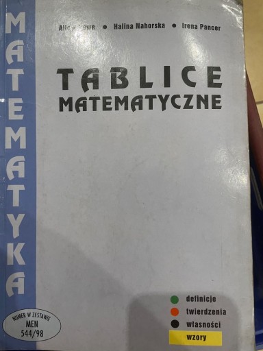 Zdjęcie oferty: Tablice matematyczne wydanie 2002