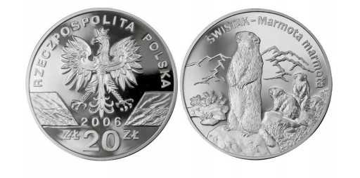Zdjęcie oferty: 20zł świstak srebrna moneta 2006 r